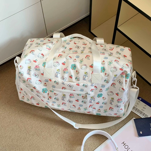 Cartoon Print Travel Duffel Bag Large Capacity Nylon Waterproof Handbag For Women Weekend Gym Carry On Suitcase Sleeve