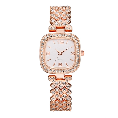 Orologio Al Quarzo Da Donna Moda Quadrato Strass Completamente Incastonato Lusso Lega Orologio Da Polso Per Donne Elegante