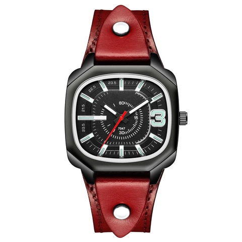 Retro Square Quartz Watch With Metal Case And Faux Leather Rivet Strap For Men Women Industrial Casual Wristwatch