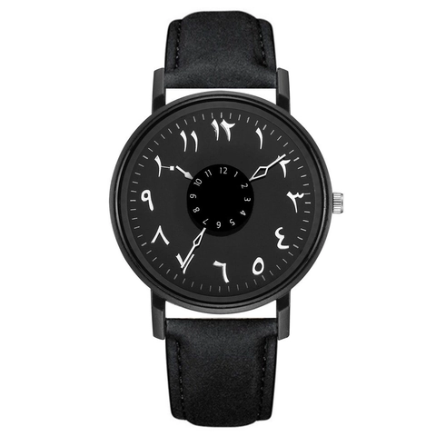 Orologio Quarzo Minimalista Donne Uomini Cassa Lega Cinturino Pelle Doppia Scala Temporale Numeri Arabi Moda Regalo