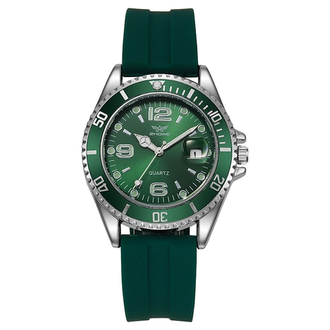 Reloj De Cuarzo Para Hombre Estilo Buceo Bisel Giratorio Calendario Lupa Correa Silicona Caja Metal Escalas Luminosas
