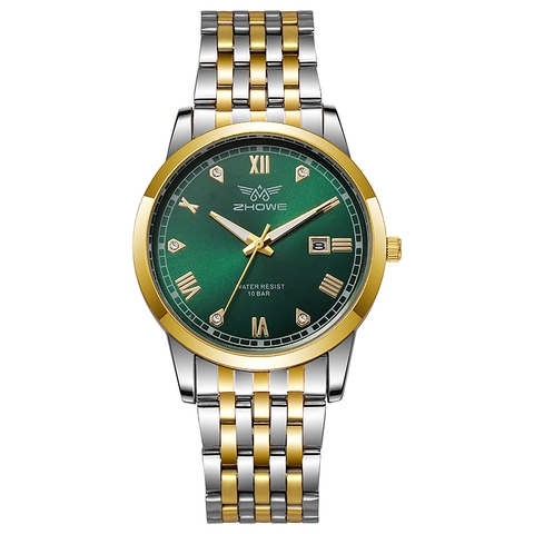 Men's Quartz Watch Stainless Steel Band Date Display Business Casual Roman Numerals Crystal Scale Waterproof