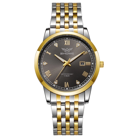 Men's Quartz Watch Stainless Steel Band Date Display Business Casual Roman Numerals Crystal Scale Waterproof