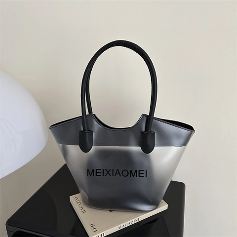 Damen Mode Transparent PVC Eimertasche Set Mit Innentasche Matt Klar Schultertasche Große Handtasche Für Den Täglichen Weg