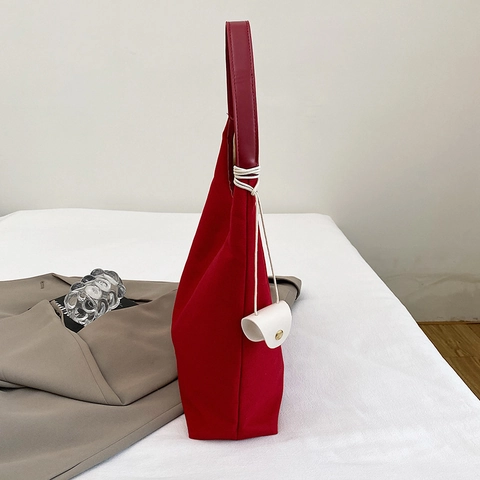 Borsa Tote In Tela Da Donna Grande Capacità Ricamo Lettere Borsa A Spalla Versatile Casual Pendolare Sotto Ascella