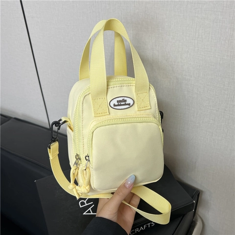 Mini Crossbody Bag Lightweight Nylon Shoulder Handbag Japanese Style Cute Small Square For Women Girls