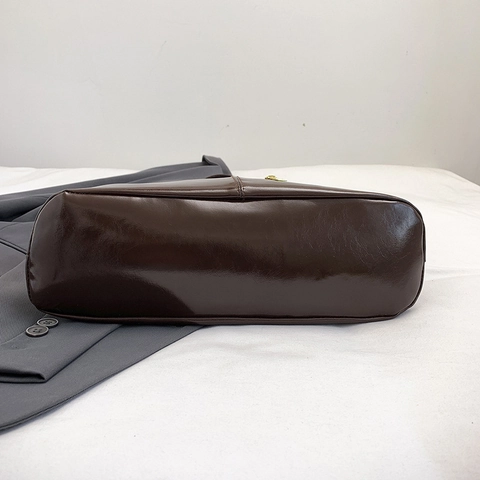 Bolso Hobo Para Mujer Cuero PU Brillante Retro Gran Capacidad Bolso De Hombro Correa Ajustable Cremallera Dorada
