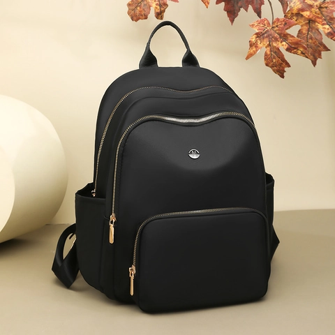 Sac À Dos Nylon Femme Grande Capacité Multi Poches Commutage Léger Imperméable Décontracté Voyage Mode