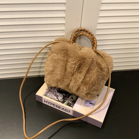 Borsa A Mano In Peluche Da Donna Borsa A Nuvola In Pelliccia Sintetica Con Manico Intrecciato Borsa A Tracolla Invernale Versatile Elegante