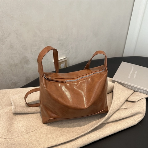 Bolso De Hombro Para Mujer Gran Capacidad Cuero PU Nicho Minimalista Retro Bolso De Axila Cruzado Para Uso Diario