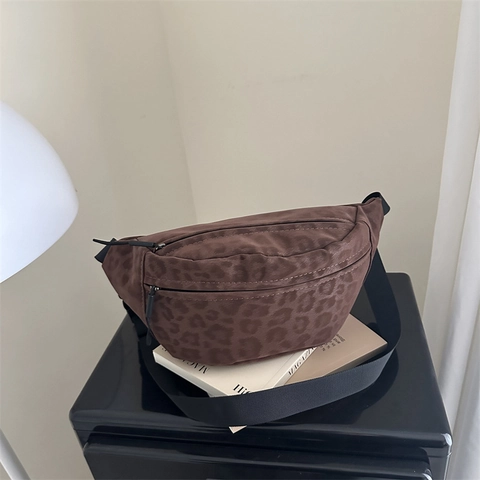 Bauchtasche Mit Leopardenmuster Wildledersamt Brusttasche Mit Verstellbarem Gurt Damen Große Kapazität Streetwear Fanny Pack