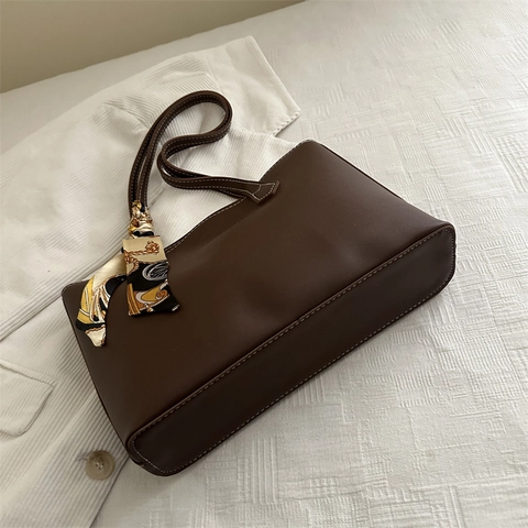 Borsa Tote Grande Da Donna In Pelle PU Borsa A Spalla Con Decorazione In Raso Cuciture A Contrasto Minimalista