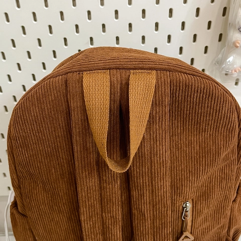 Corduroy Backpack Big Eyes Design For School Students Korean Style Large Capacity Cute Travel Daypack For Kids Teens