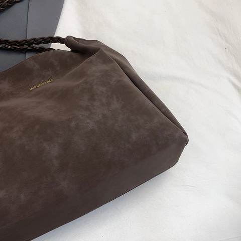 Dames Grote Shopper Mat PU-Leer Retro Gevlochten Schouderbanden Minimalistisch Werk School Handtas