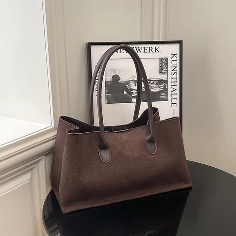 Borsa Tote Grande Capacità Pelle PU Smerigliata Borsa A Tralla Minimalista Per Donne Retro Pendolare Borsa Sottobraccio