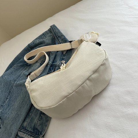 Bolso De Hombro Hobo Creciente De Nailon Con Correa Ajustable Mini Bolsa Redonda Desmontable Harajuku Minimalista