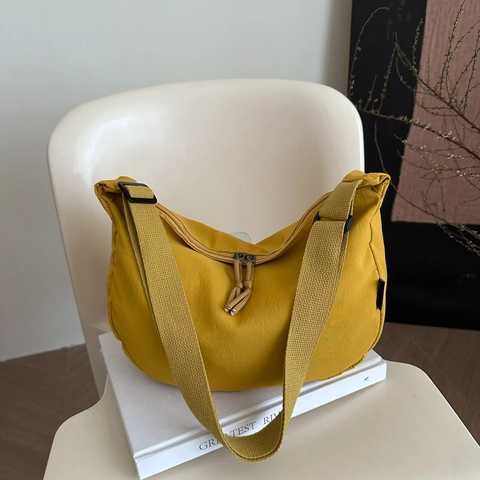 Bolso Bandolera De Nylon Para Mujer Gran Capacidad Bolso De Media Luna Con Correa Ancha Ajustable Estilo Casual Diario