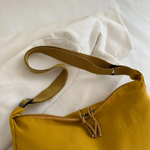 Bolso Bandolera De Nylon Para Mujer Gran Capacidad Bolso De Media Luna Con Correa Ancha Ajustable Estilo Casual Diario