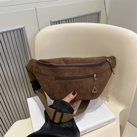 Marsupio In Velluto A Coste Donna Casual Borsa Da Petto Vintage Tracolla Regolabile Streetwear Borsa Pendolare