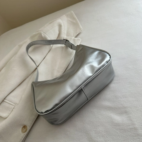 Bolso De Axila Para Mujer Cuero PU Correa Ajustable Color Sólido Moda Hobo Baguette Para Uso Diario