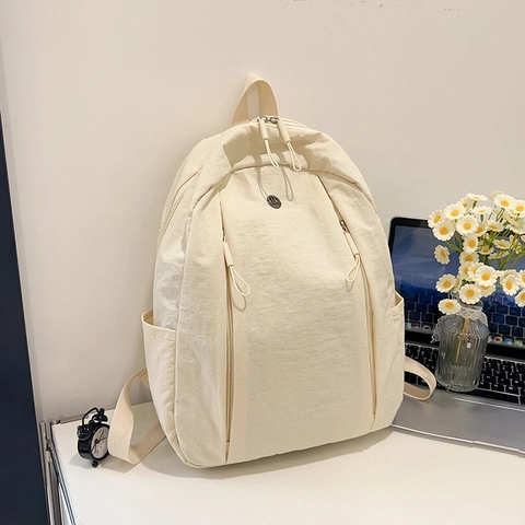 Mochila De Nailon Ligera Minimalista Color Sólido Casual Para Escuela Viajes Conmutar Unisex