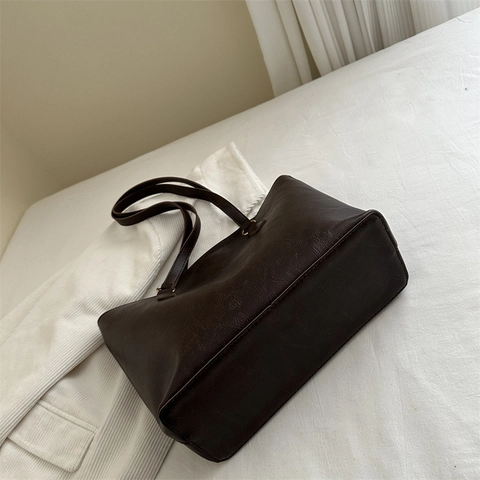 Grote Capaciteit Draagtas PU Leer Retro Minimalistische Schoudertas Voor Vrouwen Werk Dagelijks Gebruik Luxe Gevoel