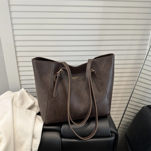 Bolso Tote de Cuero PU para Mujer Gran Capacidad Minimalista Color Sólido Bolso de Hombro Con Cremallera Herrajes Dorados Bolso de Moda para Oficina