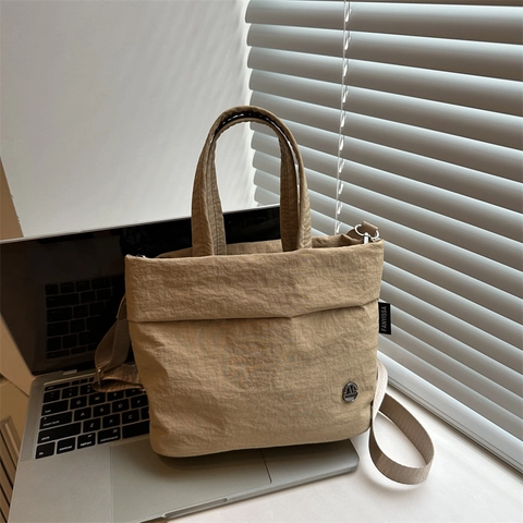 Bolso Bandolera De Nylon Plisado Ligero Color Sólido Correa Ancha Ajustable Tendencia Simple Hombro Mujeres