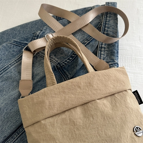Bolso Bandolera De Nylon Plisado Ligero Color Sólido Correa Ancha Ajustable Tendencia Simple Hombro Mujeres