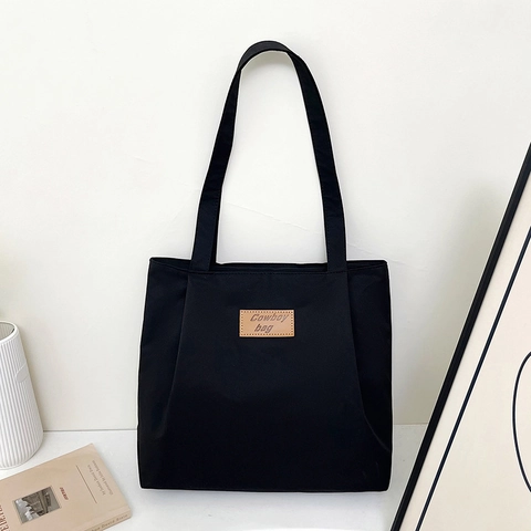 Sac Cabas En Toile Grande Capacité Femmes Travail École Sac À Main Épaule Avec Doubles Bretelles Fermeture Éclair