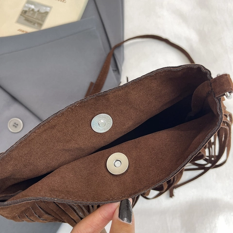Schoudertas Met Franjes Kwastje Retro PU Suède Materiaal Boheemse Stijl Crossbody Handtas Voor Dames Dagelijks
