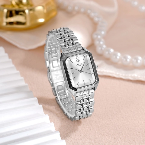 Elegante Orologio Al Quarzo Da Donna Cassa Rettangolare Ottagonale Cinturino In Acciaio Inossidabile Orologio Minimalista