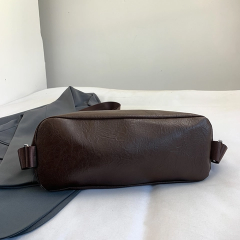 Large Capacity Women Tote Bag PU Leather Soft Wrinkle Texture Retro Commuter Shoulder Crossbody Handbag