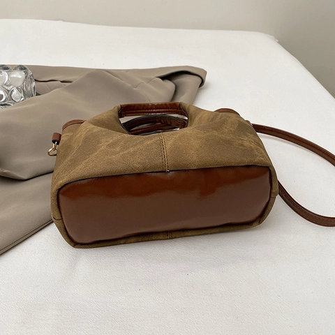 Dames Retro Tote Tas Grote Capaciteit Veelzijdige PU Leer Canvas Schoudertas Handtas Voor Dagelijks Gebruik
