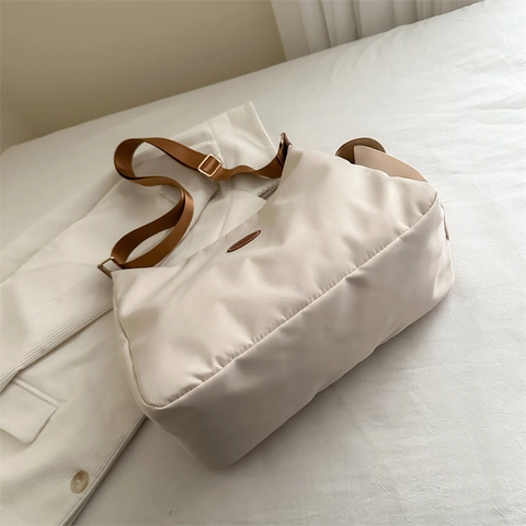 Bolso Tote De Gran Capacidad Tela Oxford Bolso De Hombro Correa Ancha Ajustable Casual Para Mujeres