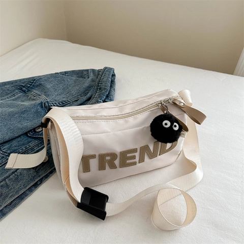 Women Oxford Cloth Crossbody Bag Fashion TREND Letter Print Urban Casual Messenger Bag Simple Zipper Shoulder Bag For Travel Daily Life