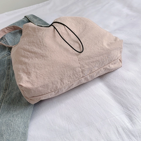 Borsa A Tracolla In Nylon Di Grande Capacità Con Chiusura A Coulisse E Tasche Frontali Borsa Casual Per Donna