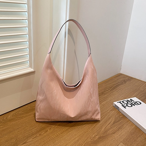 Sac Hobo Chic Pour Femmes Grande Capacité Cuir PU Plissé Sac À Épaule Texture Brillante Minimaliste Tendance