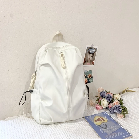 Sac À Dos En Nylon Minimaliste Grande Capacité Style Coréen Décontracté Sac De Voyage Scolaire Pour Étudiants