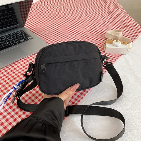 Mini Borsa A Tracolla Quadrata Nylon Impermeabile Multi Scomparto Tracolla Larga Borsa A Spalla Casual Per Donne Ragazze
