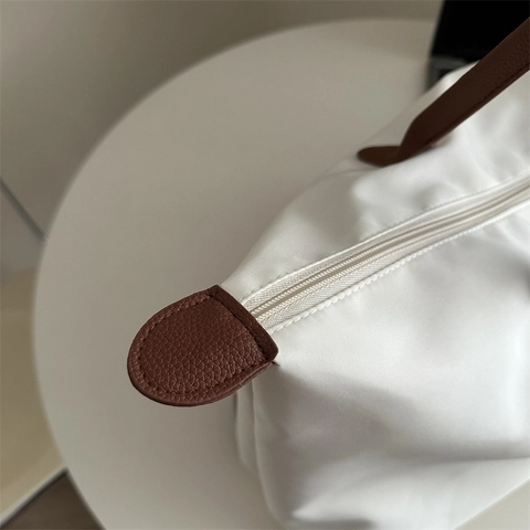 Women Large Capacity Tote Bag Nylon Waterproof Shoulder Handbag With Mini Pouch For Travel Commuting Simple Solid Color