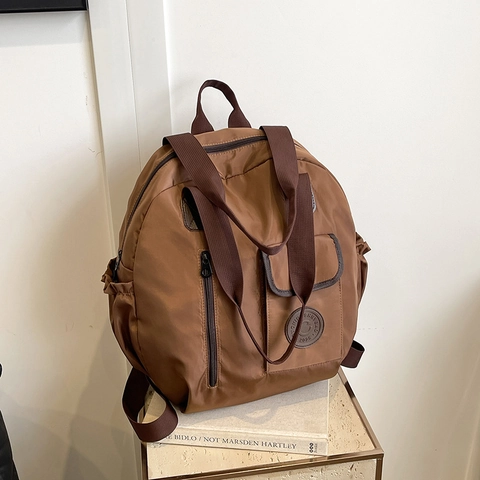 Sac À Dos En Nylon Grande Capacité Pour Femmes Sac À Épaule Multifonctionnel Porté Main Voyage Décontracté Imperméable Minimaliste