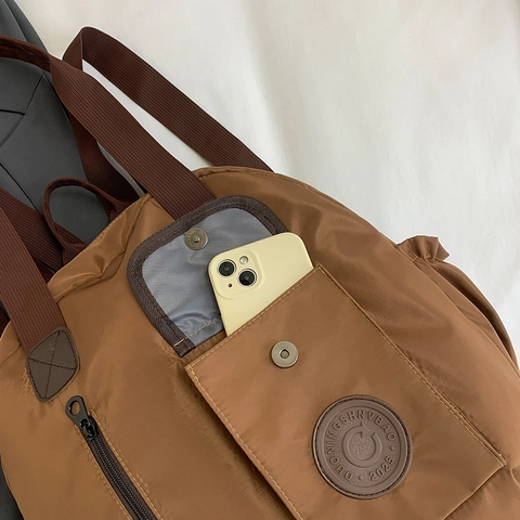 Sac À Dos En Nylon Grande Capacité Pour Femmes Sac À Épaule Multifonctionnel Porté Main Voyage Décontracté Imperméable Minimaliste