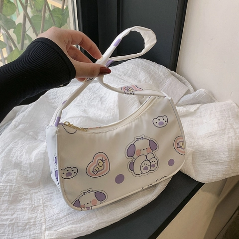 Borsa A Spalla Sottoascella Con Stampa Cartoon Donne Nylon Simpatico Motivo Animale Piccola Borsa Hobo