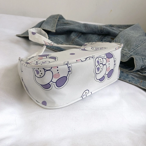 Borsa A Spalla Sottoascella Con Stampa Cartoon Donne Nylon Simpatico Motivo Animale Piccola Borsa Hobo