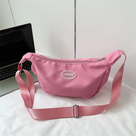 Sac Bandoulière Décontracté En Toile Forme Demi Lune Avec Large Sangle Réglable Sac À Épaule Mode Pour Femmes