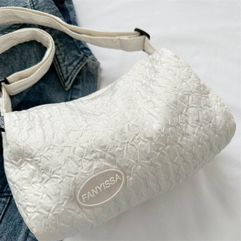 Sac À Épaule Plissé Pour Femmes En Nylon Imperméable Sac Bandoulière Avec Mini Pochette Ronde Décontracté
