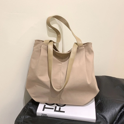 Borsa Tote In Tela Capiente Per Donna Con Manico In Pelle Sintetica Cerniera Borsa A Spalla Versatile Per L'università E Pendolari