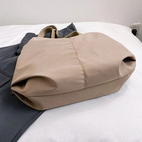 Borsa Tote In Tela Capiente Per Donna Con Manico In Pelle Sintetica Cerniera Borsa A Spalla Versatile Per L'università E Pendolari