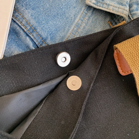 Sac Fourre-tout Toile Grande Capacité Sac Main Femme Minimaliste Style Coréen Étudiant Navette Quotidienne Contrasté